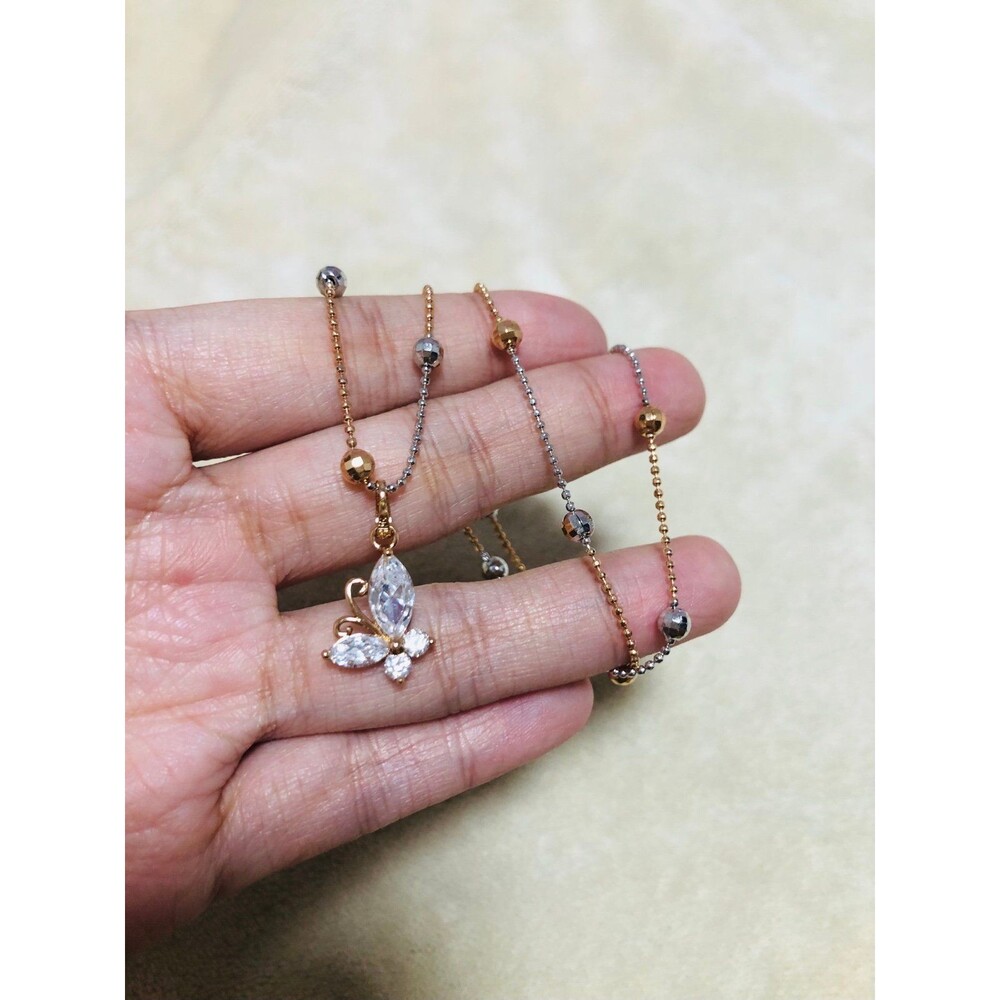 Butterfly Crystal Pendant Station Necklace